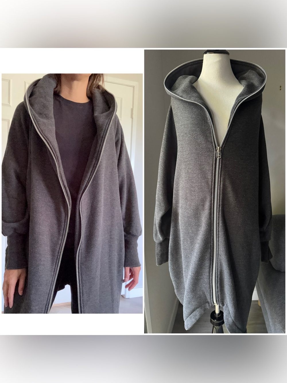 Oversized Hooded Longline Fleece Jacket